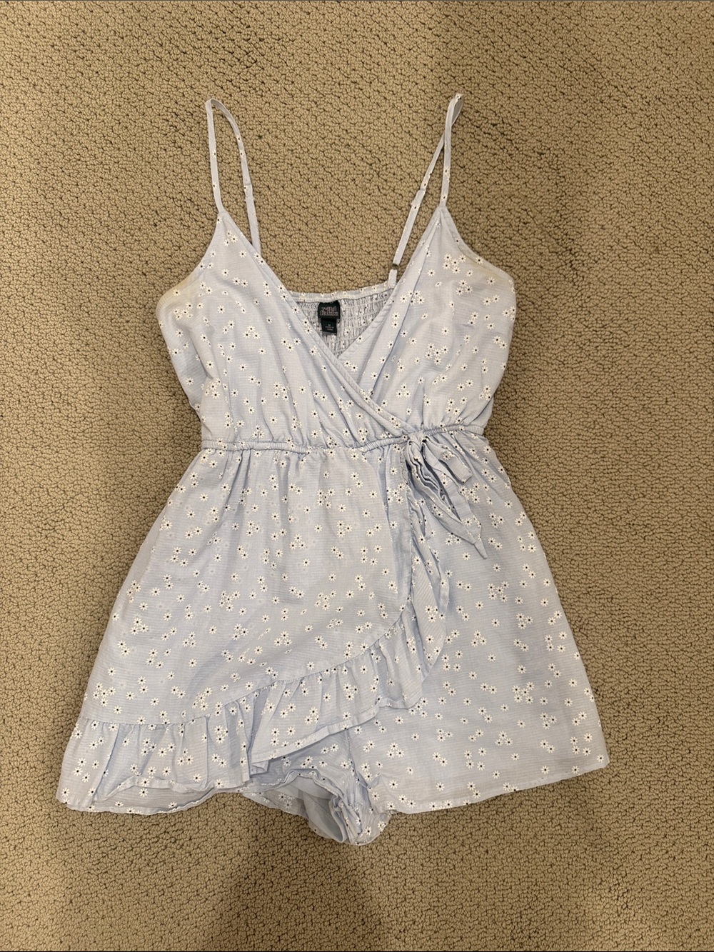 wild fable Light Blue Floral Eyelet Wrap Romper